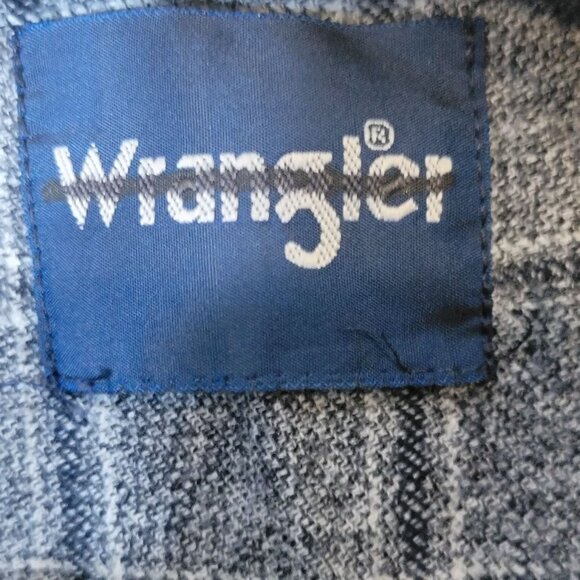Wrangler Snap Up Flannel Shirt‎ Men's XXL Gray Long Sleeve Plaid - Picture 4 of 5